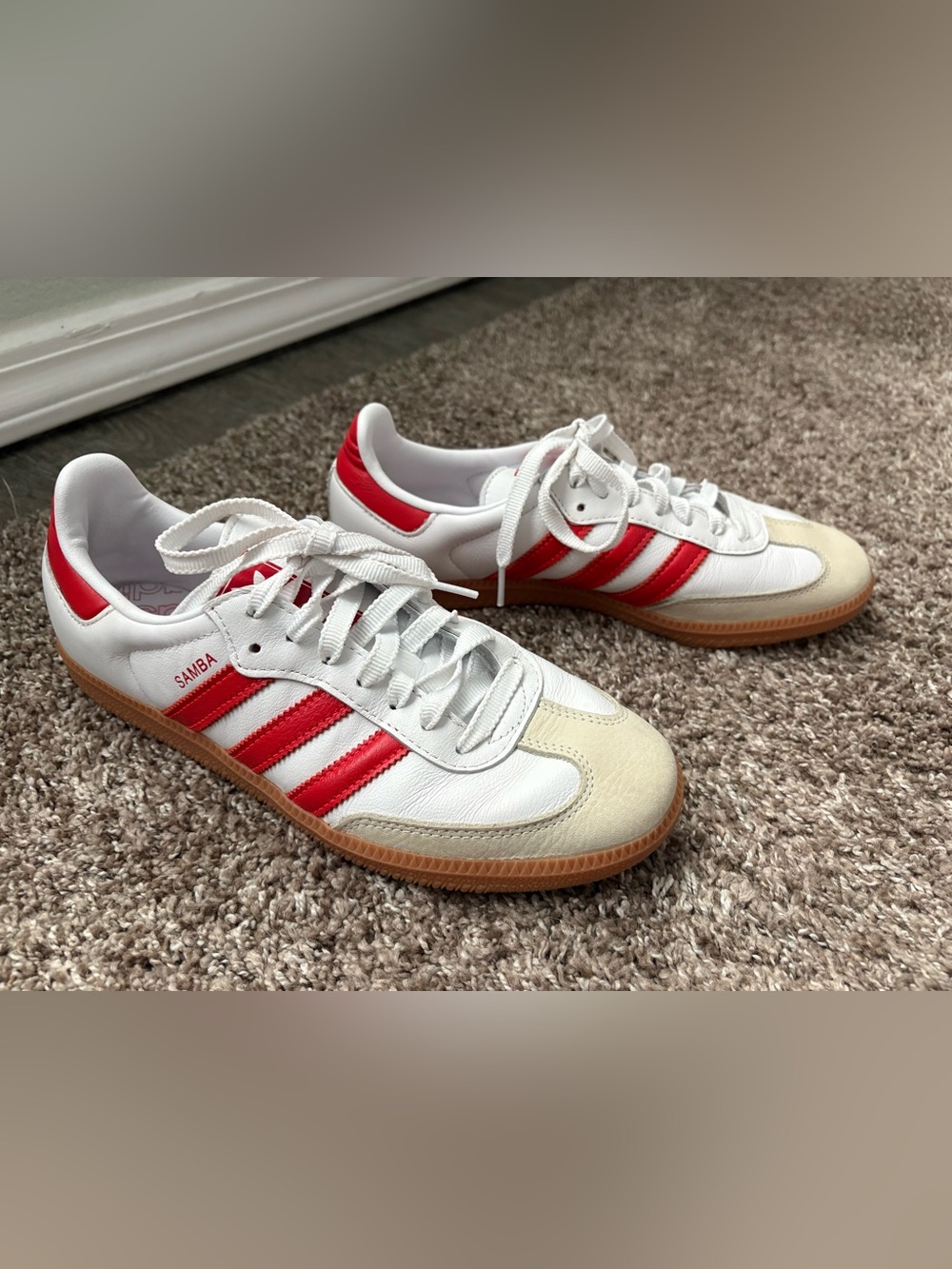 Adidas red and white Samba sneakers ladies size 8